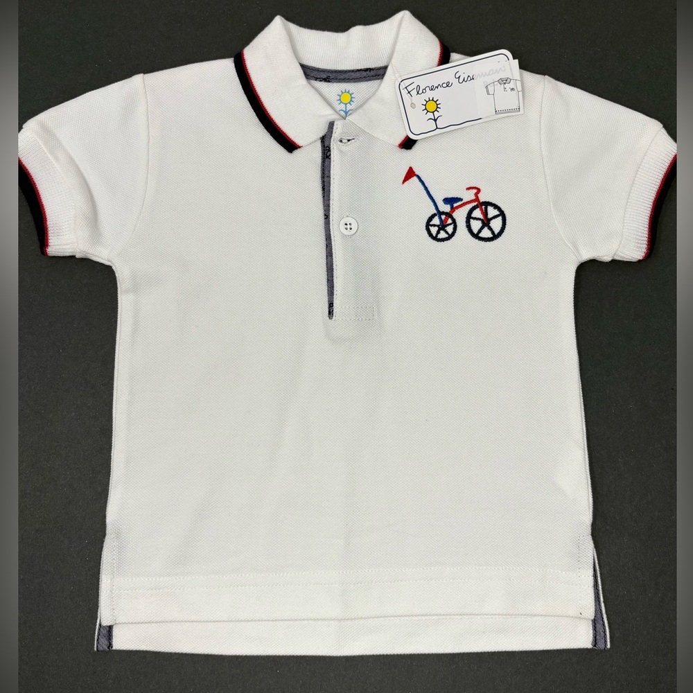 FLORENCE EISEMAN: White Knit Pique Polo. Size 12M. NEW With Tags